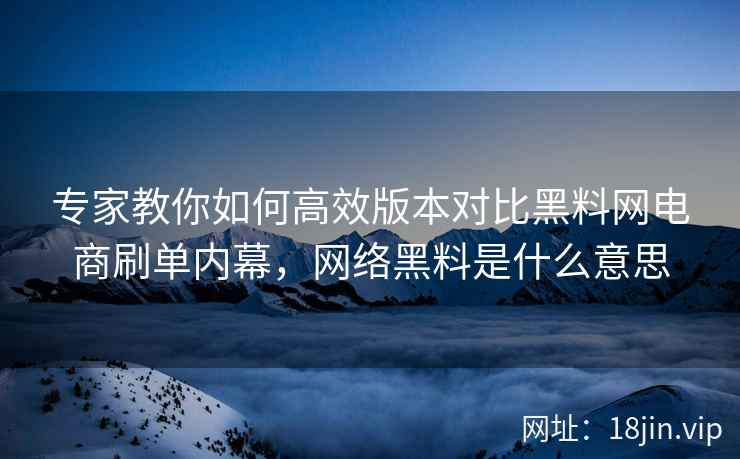 专家教你如何高效版本对比黑料网电商刷单内幕,网络黑料是什么意思 专家教你如何高效版本对比黑料网电商刷单内幕,网络黑料是什么意思